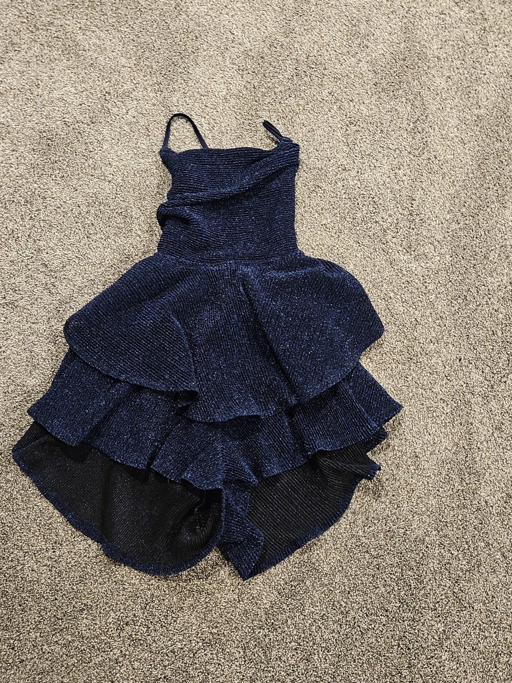 Navy Sparkle Tiered Ruffle Mini Dress